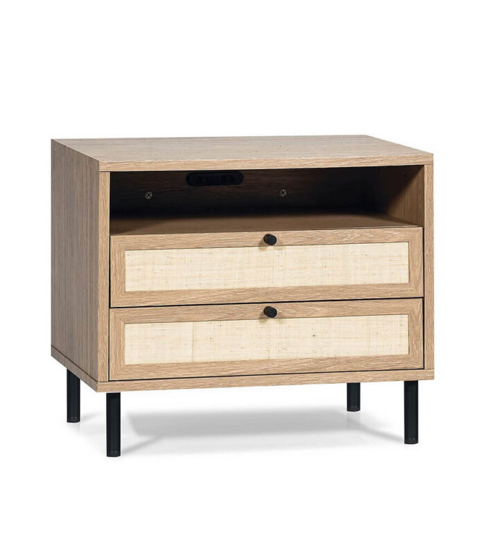 Mila 2-Drawer & Open Shelf Night/Side Table